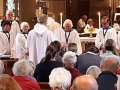 The choir with their new robes, which were dedicated by the Bishop, in memory of the late Joan Kitson.